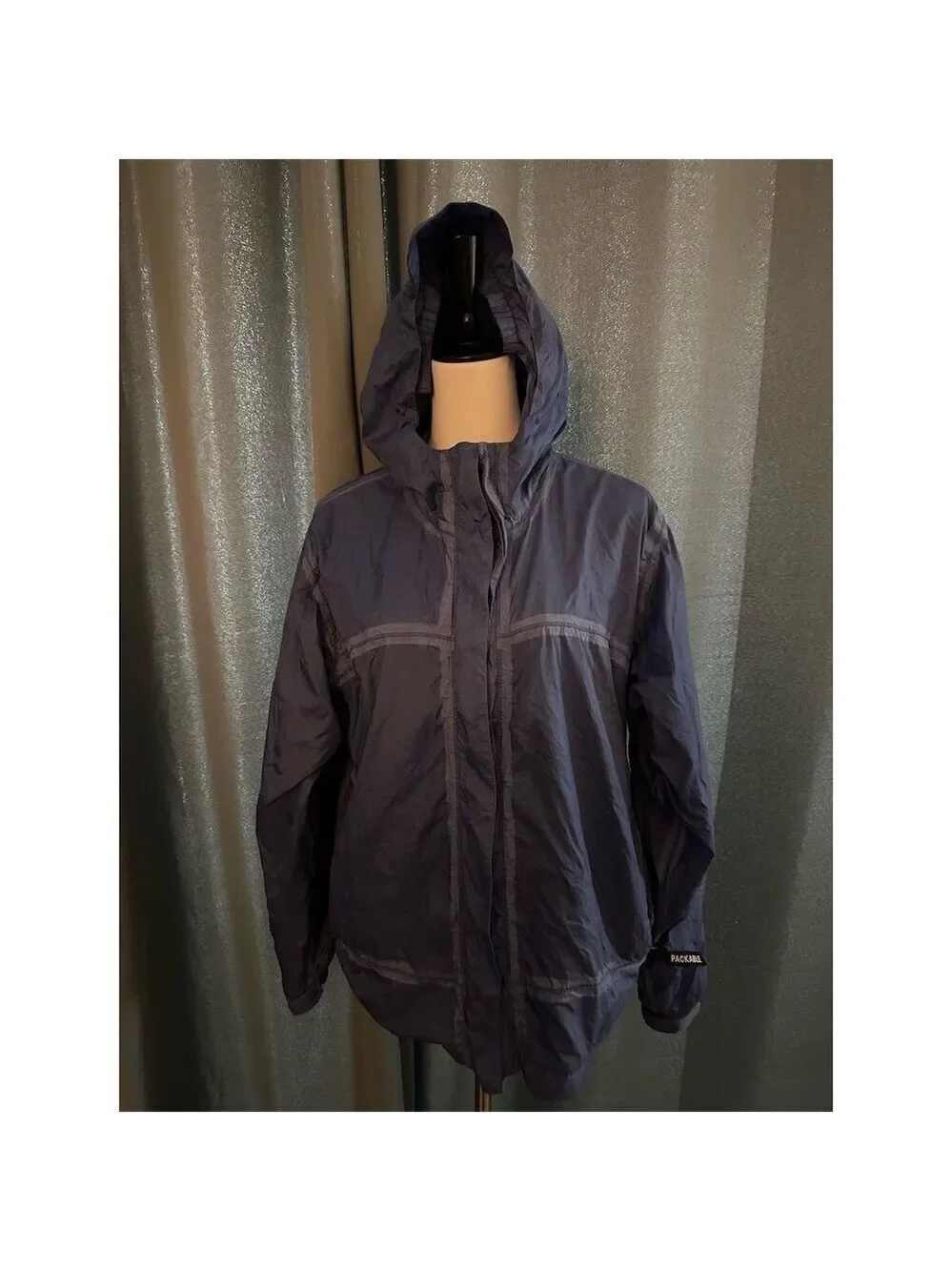 Cabela's Kids XL Blue Packable Hooded Rain Jacket Outdoor Travel